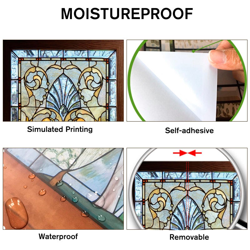 ChezMax Door Stickers Decals â€“ Opaque Vinyl Printed with Glass Portal Style Design, 3D Peel and Stick Murals, Removable Waterproof Wallpaper, Self-Adhesive Cover for Home or Office, 32.28" W x 78.74" H - Image 3